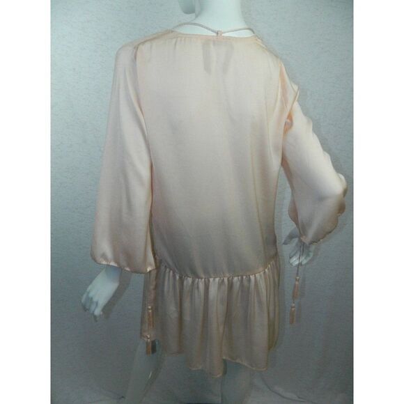 Ecru Lab Shirt Peach Orange Silky Tunic with Tassels Size Small‎ - Picture 2 of 12